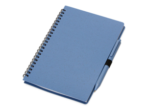 Блокнот А5 Toledo M с обложкой из пшеницы и пластика и шариковой ручкой (синий/синий) A5