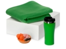 Подарочный набор с пледом, мылом и термокружкой (зеленый/оранжевый) 
