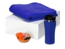 Подарочный набор с пледом, мылом и термокружкой (синий/синий/оранжевый) 