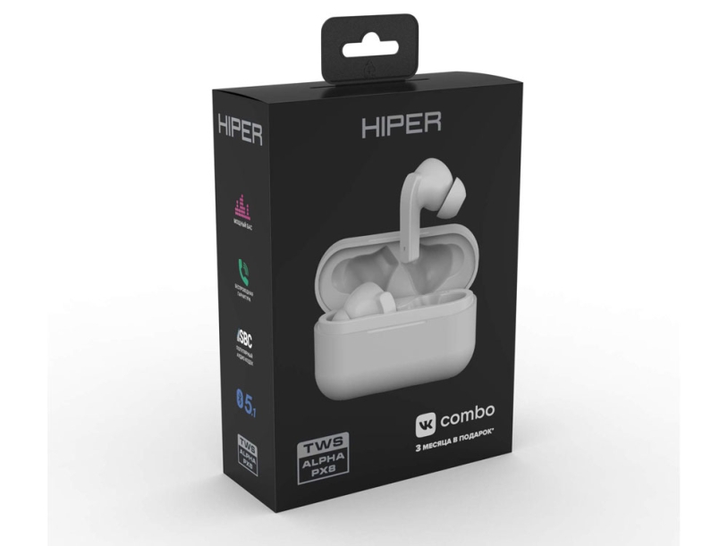 Беспроводные наушники HIPER TWS Alpha PX8 (HTW-APX8) Bluetooth 5.0 гарнитура, Белый (Изображение 4)