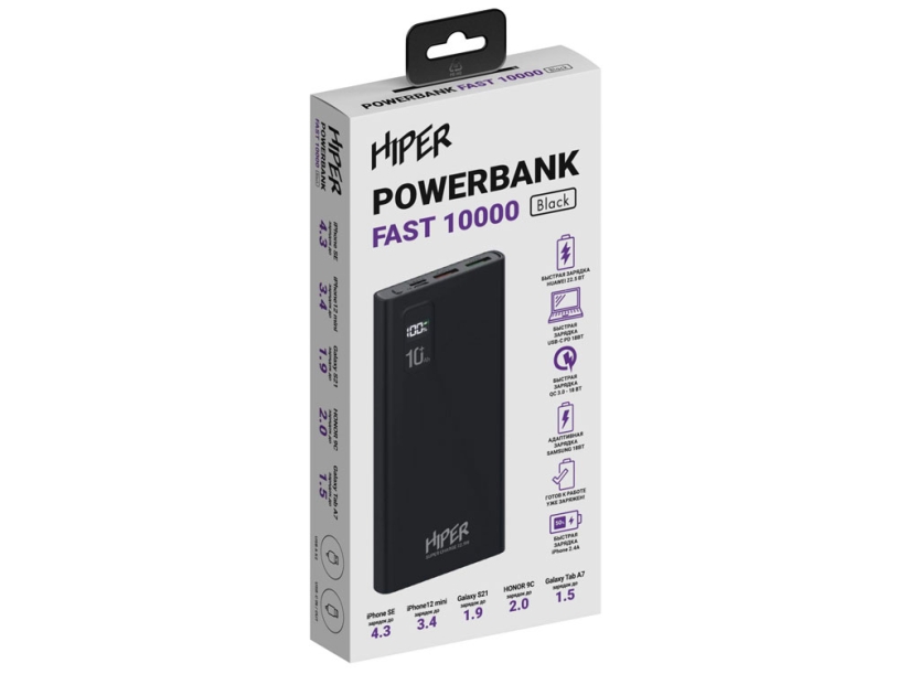 Портативный внешний аккумулятор FAST, 10000 mAh (черный)  (Изображение 4)