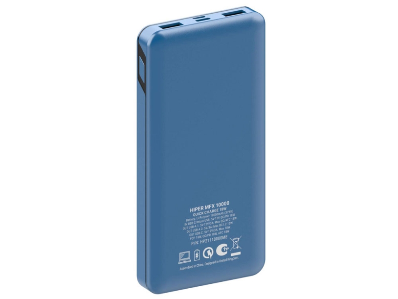 Портативный внешний аккумулятор MFX, 10000 mAh (синий)  (Изображение 2)