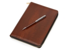 Бизнес-блокнот на молнии А5 Fabrizio с RFID защитой и ручкой (коричневый/серебристый) 
