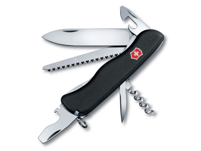 Нож перочинный VICTORINOX Forester, 111 мм, 12 функций, с фиксатором лезвия, чёрный (Изображение 1)