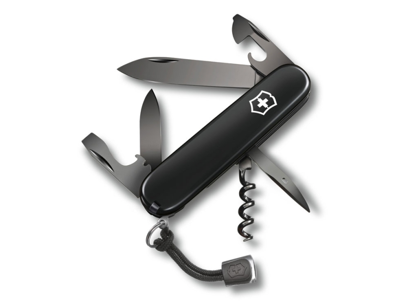 Нож перочинный VICTORINOX Spartan Onyx Black, 91 мм, 12 функций, чёрный, со шнурком в комплекте (Изображение 1)