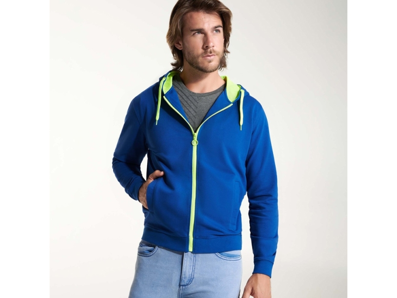 Толстовка на молнии Fuji унисекс (синий/неоновый желтый) 2XL (Изображение 5)