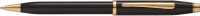 Шариковая ручка Cross Century II Black lacquer, черный лак с позолотой 23К