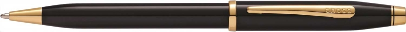 Шариковая ручка Cross Century II Black lacquer, черный лак с позолотой 23К (Изображение 1)