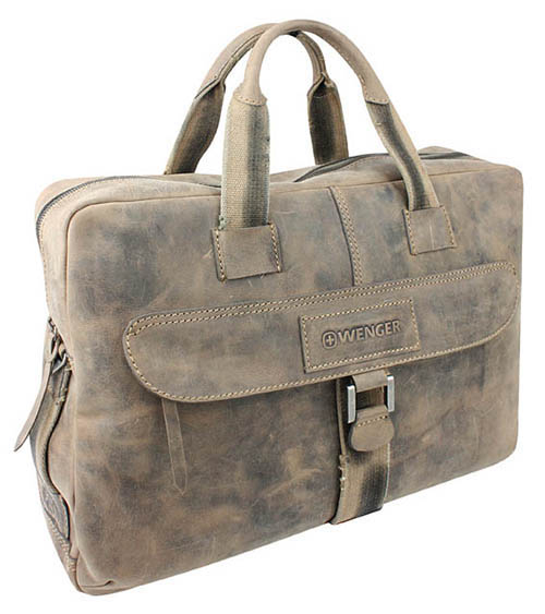 Портфель на молнии WENGER "STONEHIDE", коричневый, кожа, 55х11x40 см (Изображение 1)