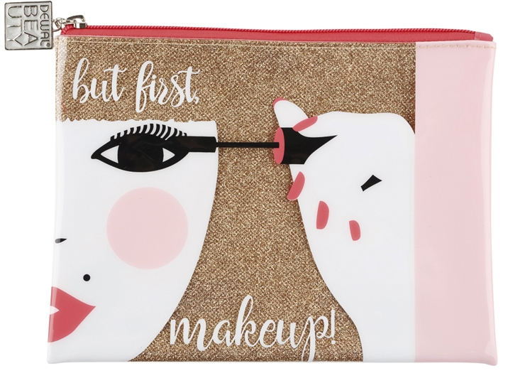 Косметичка Dewal Beauty серия "Модница", золотистая 22х16,5х1,5см (Изображение 1)
