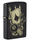 Зажигалка ZIPPO Gambling Design с покрытием Black Matte, латунь/сталь, чёрная, матовая, 38x13x57 мм