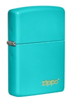 Зажигалка ZIPPO Classic с покрытием Flat Turquoise, латунь/сталь, бирюзовая, глянцевая, 38x13x57 мм