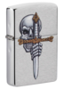 Зажигалка ZIPPO Sword Skull Desig с покрытием Brushed Chrome, латунь/сталь, серебристая, 38x13x57 мм (Изображение 1)