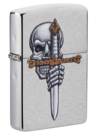 Зажигалка ZIPPO Sword Skull Desig с покрытием Brushed Chrome, латунь/сталь, серебристая, 38x13x57 мм