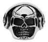 Кольцо ZIPPO, серебристое, в форме черепа, нержавеющая сталь, 2,5x2,6x0,6 см,  диаметр 19,7 мм (Изображение 1)