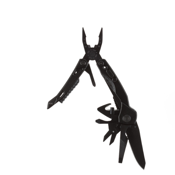Мультитул Stinger, 107x37 мм, 13 функций, сталь, чёрный, в комплекте 9 насадок и нейлоновый чехол (Изображение 1)