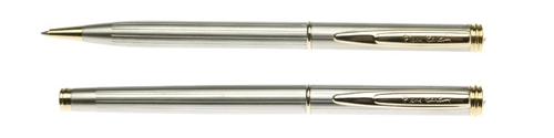Набор Pierre Cardin PEN&amp;PEN: ручка шариковая + роллер. Цвет - серебристо-бежевый. Упаковка Е. (Изображение 1)