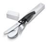 Набор из 3 столовых приборов VICTORINOX Swiss Classic: складной нож для овощей, вилка, ложка, чёрный (Изображение 1)