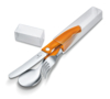 Набор из 3 столовых приборов VICTORINOX Swiss Classic: нож для овощей, вилка, ложка, оранжевый цвет (Изображение 1)