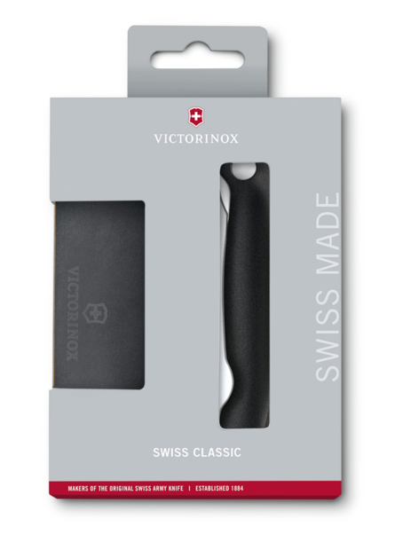 Набор VICTORINOX Swiss Classic: складной нож для овощей и разделочная доска, чёрная рукоять (Изображение 1)