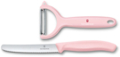 Набор из 2 кухонных ножей VICTORINOX Swiss Classic: нож для томатов и столовый нож 11 см, розовый