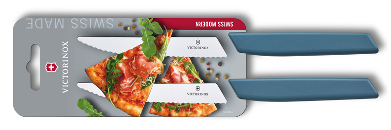 Набор из 2 ножей для стейка и пиццы VICTORINOX Swiss Modern, 12 см, с волнистой кромкой, в блистере (Изображение 1)