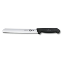 Нож для хлеба VICTORINOX Fibrox с волнистым лезвием 21 см, чёрный