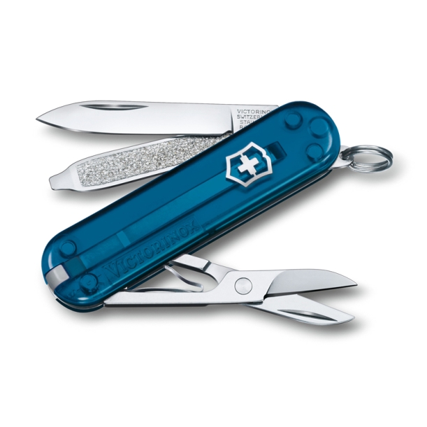 Нож-брелок VICTORINOX Classic SD Colors "Sky High", 58 мм, 7 функций, полупрозрачный синий (Изображение 1)
