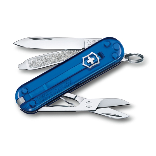 Нож-брелок VICTORINOX Classic SD Colors "Deep Ocean", 58 мм, 7 функций, полупрозрачный синий (Изображение 1)
