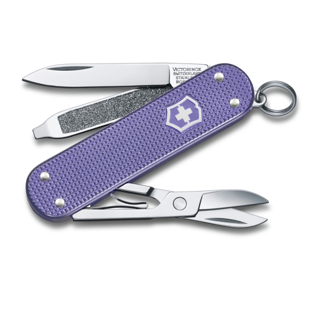 Нож-брелок VICTORINOX Classic SD Alox Colors "Electric Lavender", 58 мм, 5 функций, лавандовый (Изображение 1)