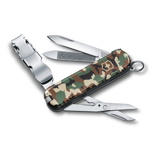 Нож-брелок VICTORINOX NailClip 580, 65 мм, 8 функций, зелёный камуфляж (Изображение 1)
