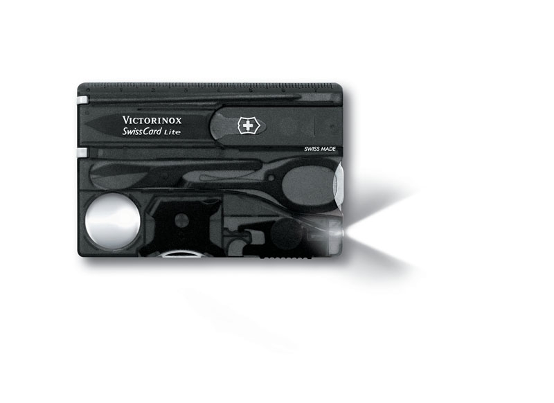 Швейцарская карточка VICTORINOX SwissCard Lite, 13 функций, полупрозрачная чёрная (Изображение 1)
