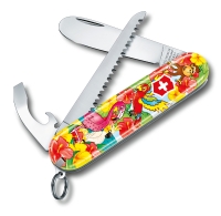 Набор для детей VICTORINOX "Попугай": перочинный нож 84 мм, шнурок на шею, книга-раскраска, красный