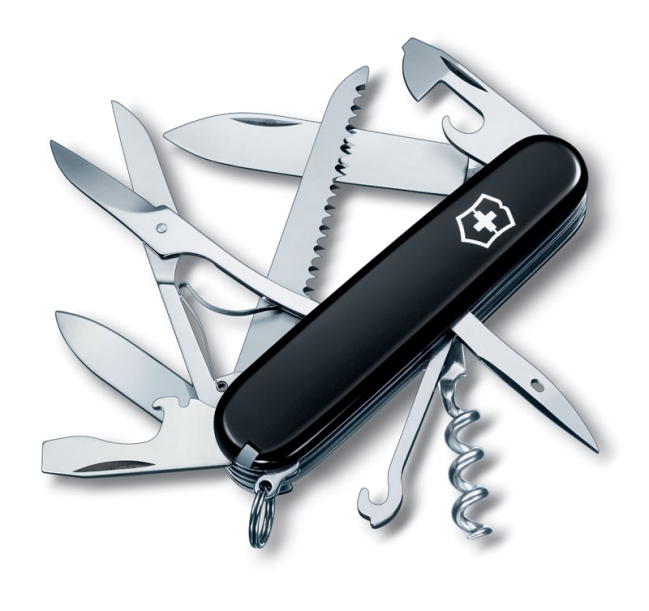 Нож перочинный VICTORINOX Huntsman, 91 мм, 15 функций, чёрный (Изображение 1)