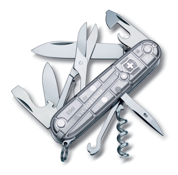 Нож перочинный VICTORINOX Climber, 91 мм, 14 функций,  полупрозрачный серебристый (Изображение 1)