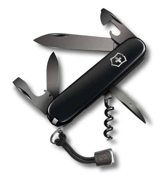 Нож перочинный VICTORINOX Spartan PS, 91 мм, 13 функций, чёрный, со шнурком в комплекте (Изображение 1)