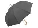 Зонт-трость Okobrella с деревянной ручкой и куполом из переработанного пластика (серый) 