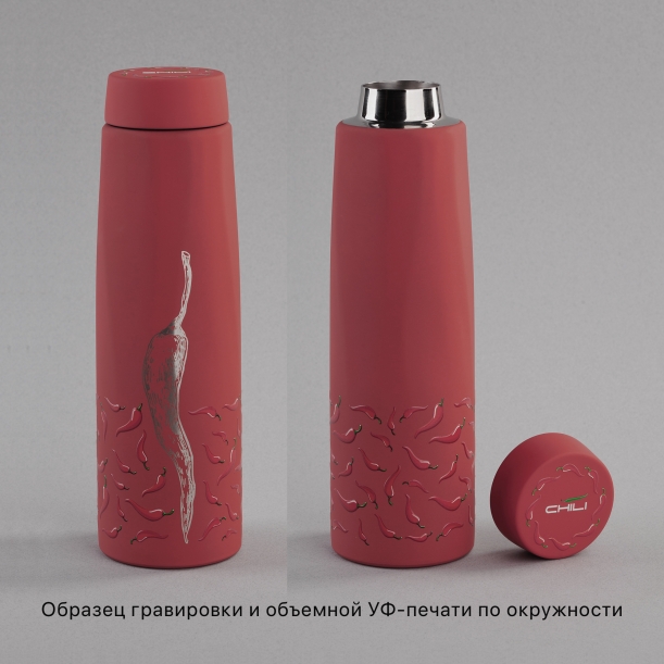 Термос "Calypso" 500 мл, покрытие soft touch, коробка (красный) (Изображение 3)
