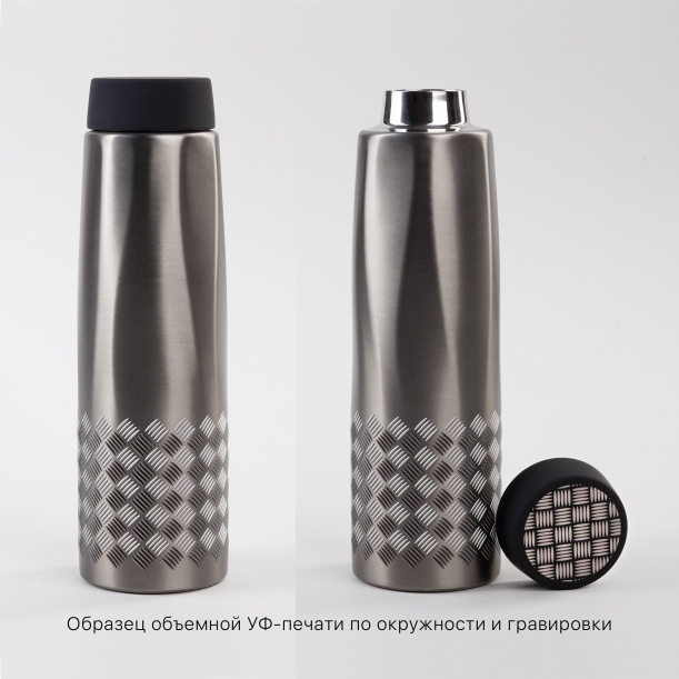 Термос "Calypso" 500 мл, стальной корпус, крышка в покрытии soft touch, коробка (стальной серый) (Изображение 3)