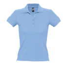 Рубашка поло женская PEOPLE, 2XL, небесно-голубой, 100% хлопок, 210 г/м2