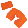 Подушка надувная дорожная в футляре; оранжевый; 43,5х27,5 см; твил; шелкография (Изображение 1)