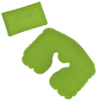 Подушка надувная дорожная в футляре; ярко-зеленый; 43,5х27,5 см; твил; шелкография (Изображение 1)