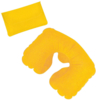 Подушка  надувная дорожная в футляре; желтый; 43,5х27,5 см; твил; шелкография (Изображение 1)