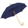 Зонт-трость с деревянной ручкой, полуавтомат; синий; D=103 см, L=90см; 100% полиэстер; шелкография (Изображение 1)