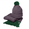 Вязаный комплект шарф и шапка GoSnow, антрацит c фурнитурой, тёмно-зелёный, 70% акрил,30% шерсть (Изображение 1)