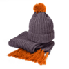 Вязаный комплект шарф и шапка GoSnow, антрацит c фурнитурой, оранжевый, 70% акрил,30% шерсть (Изображение 1)