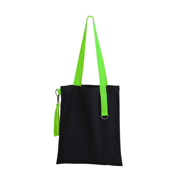 Шоппер Superbag black с ремувкой 4sb (чёрный с салатовым) (Изображение 2)