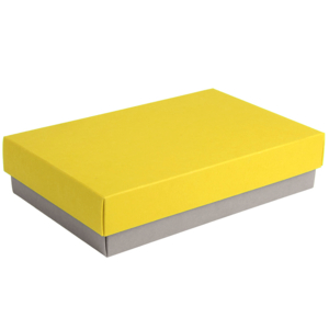 Коробка подарочная CRAFT BOX, 17,5*11,5*4 см, серый, желтый, картон 350 гр/м2
