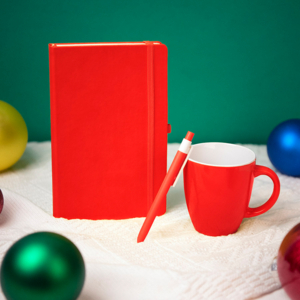 Подарочный набор HAPPINESS: блокнот, ручка, кружка, красный