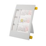 Календарь настольный на 2 года; белый с желтым; 18х11 см; пластик; тампопечать, шелкография